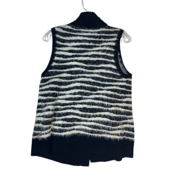 Chico's alaina vest eyelash knit sweater black/white wool mohair blend Zebra - Picture 3 of 10